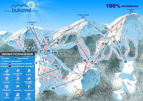 Trass map of resort Bukovel